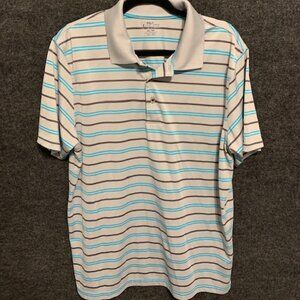 PGA Tour Golf Shirt Gray & Turquoise Pin Stripe Men's XL